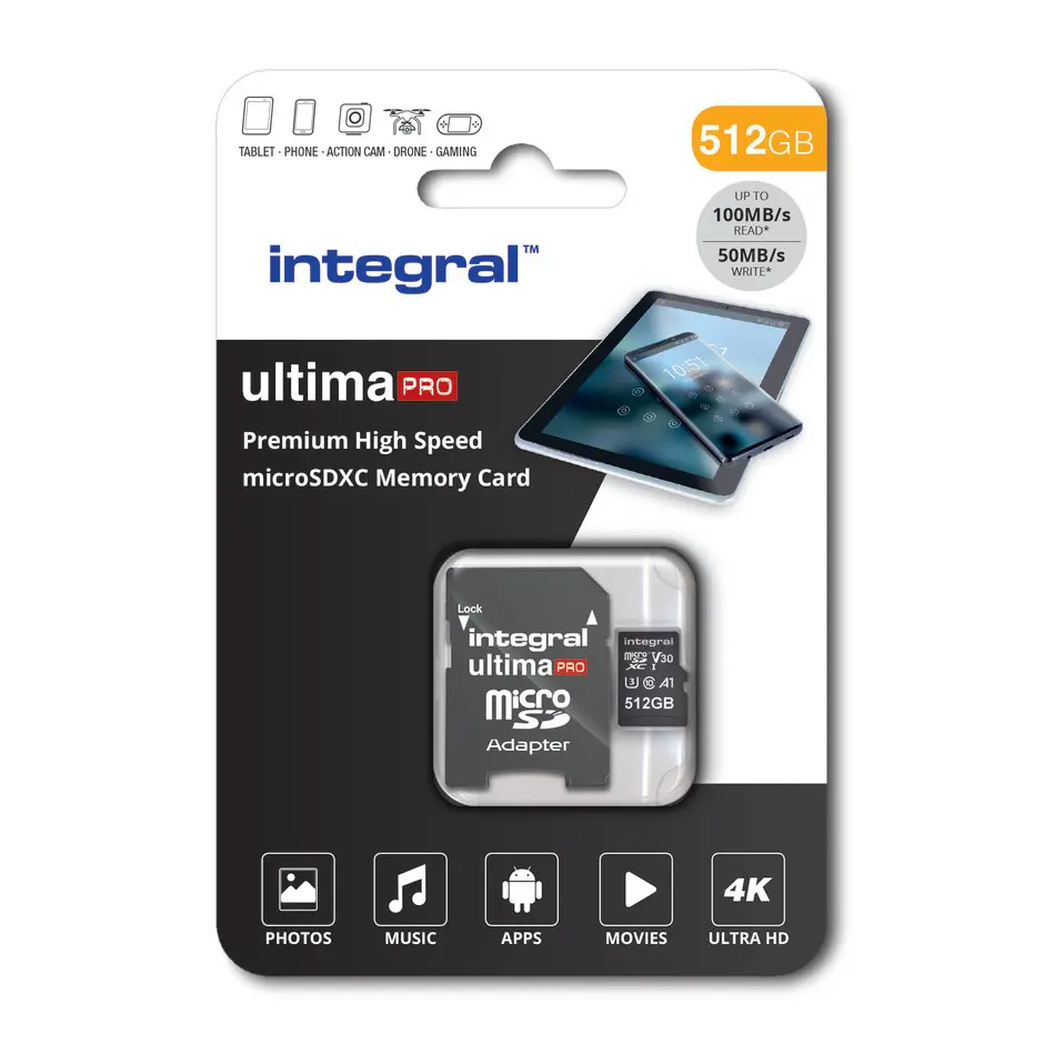Premium High Speed Micro SD Card microSDXC V30 UHS-I U3 | 512GB