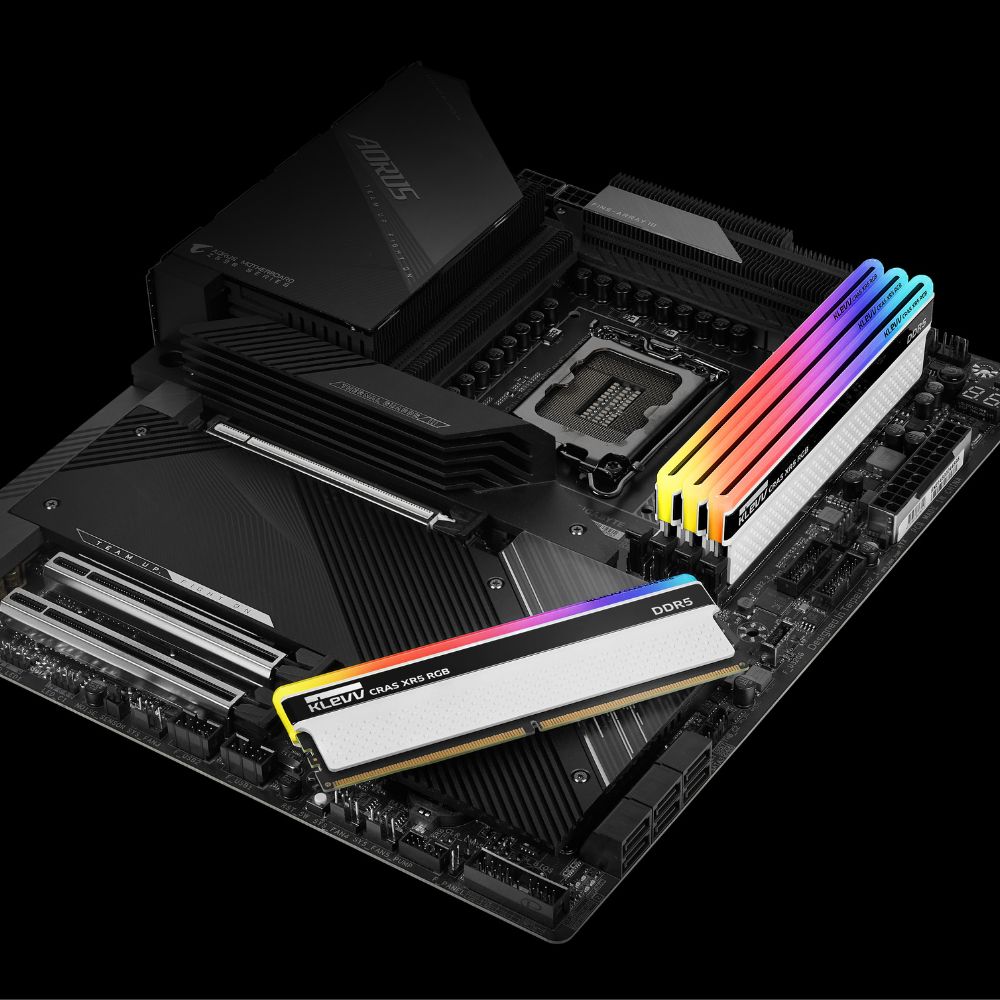 KLEVV CRAS XR5 RGB GAMING RAM product shots of product in a PC