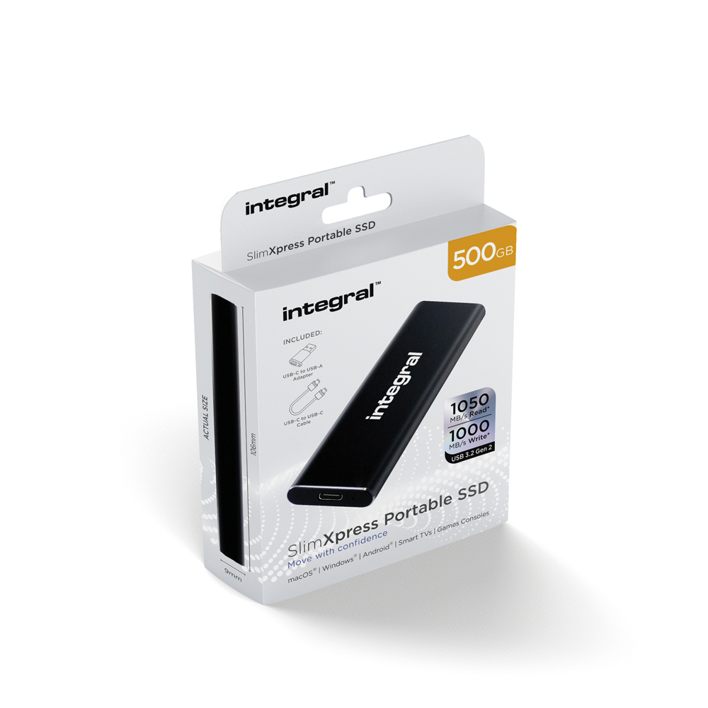 External Portable Solid-State Drive 500gb Packaging