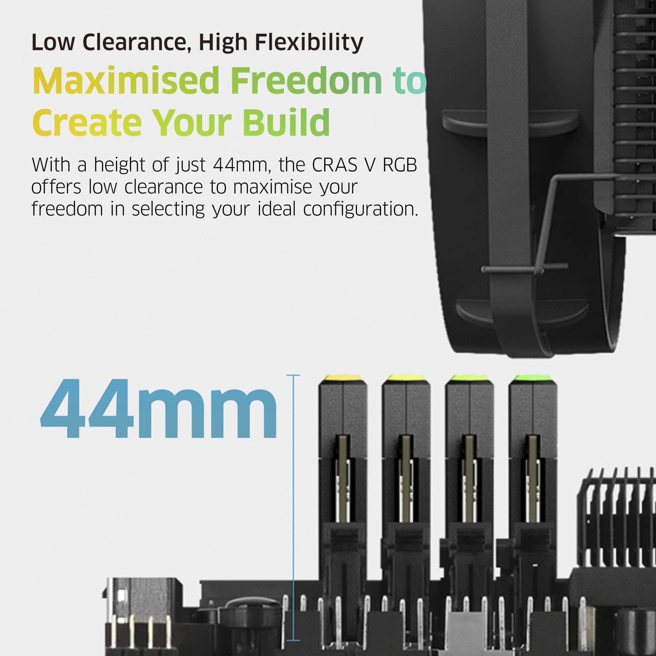KLEVV CRAS V RGB DDR5 RAM Low Clearance and High Flexibility of 44mm, Customise your PC Build
