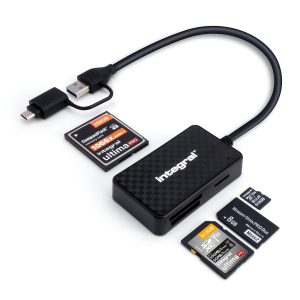 4-in-1 Multi Card Reader | Type-A Cable with USB-C Adapter