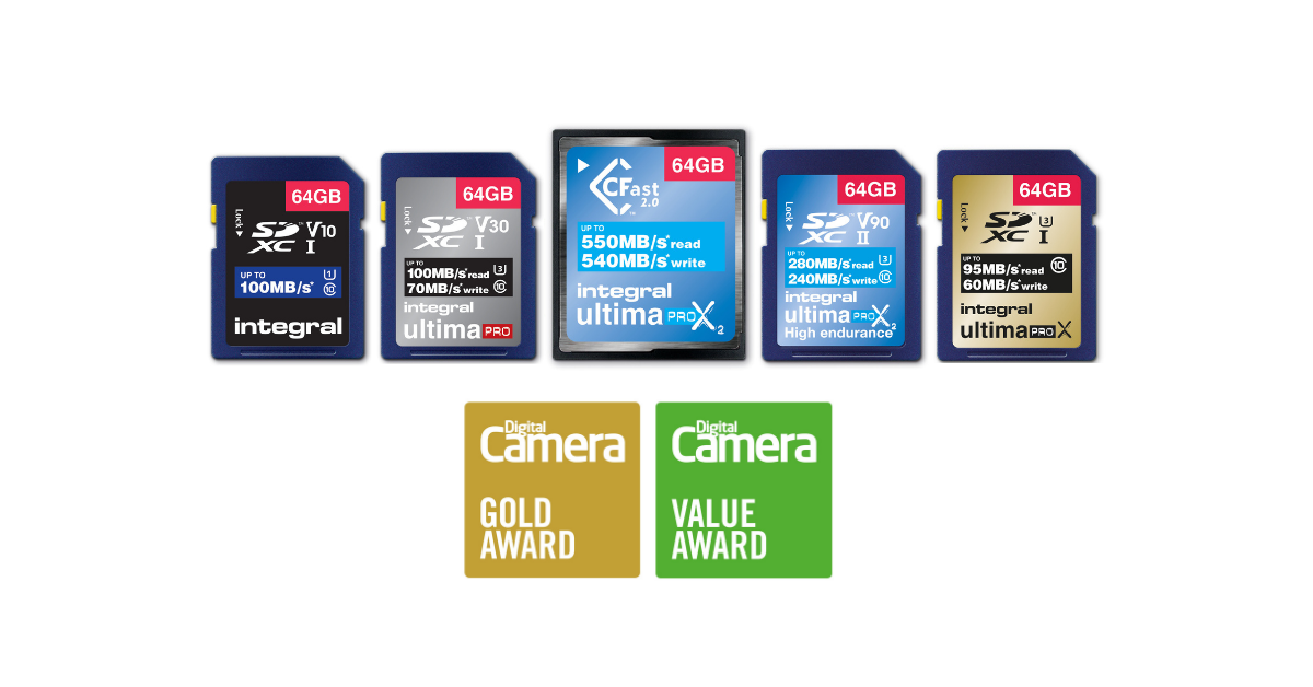 Top awards for Integral memory cards from digital camera magazine